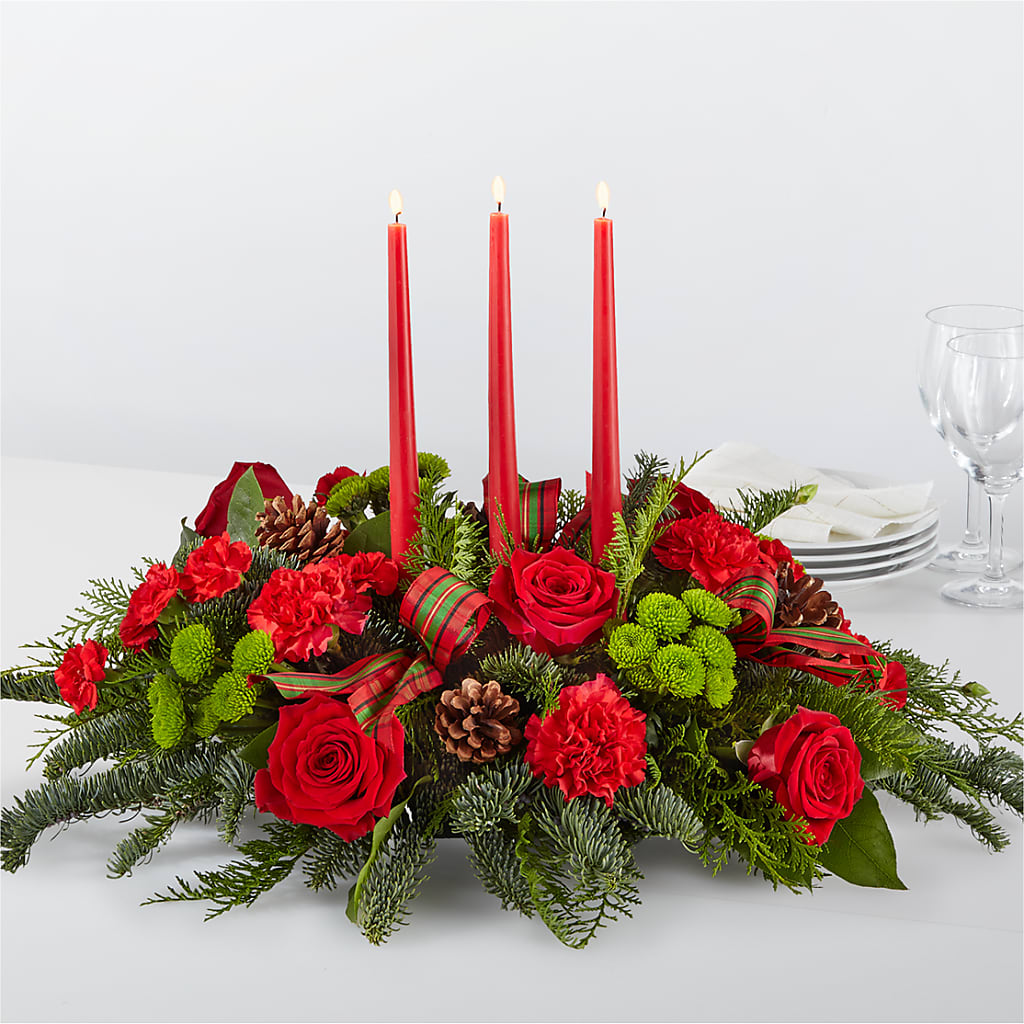 By the Candlelight Centerpiece – De Voe Floral, Lena IL