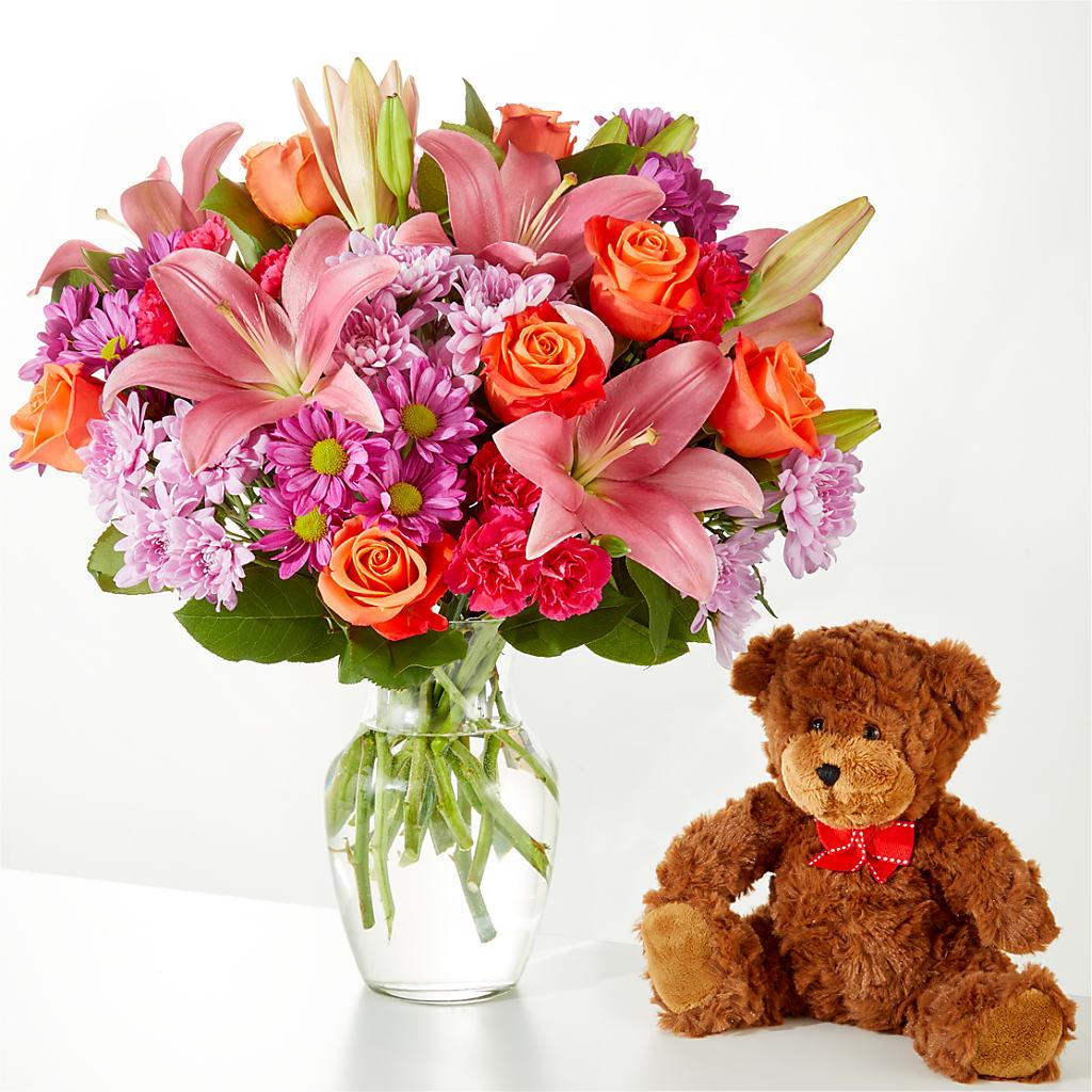 One and Only Bouquet and Bear Bundle – De Voe Floral, Lena IL
