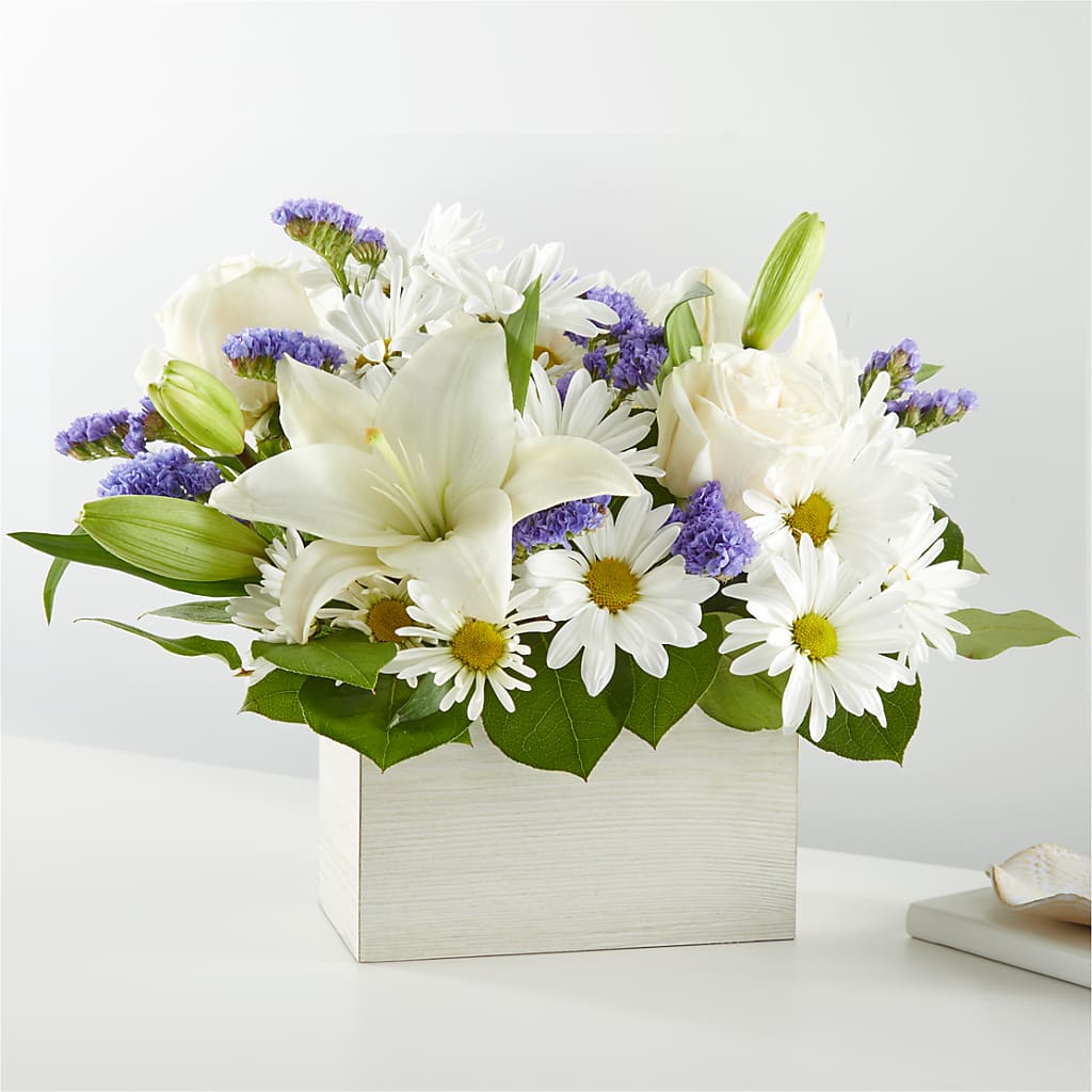 Beyond Blue Box Bouquet – De Voe Floral, Lena IL