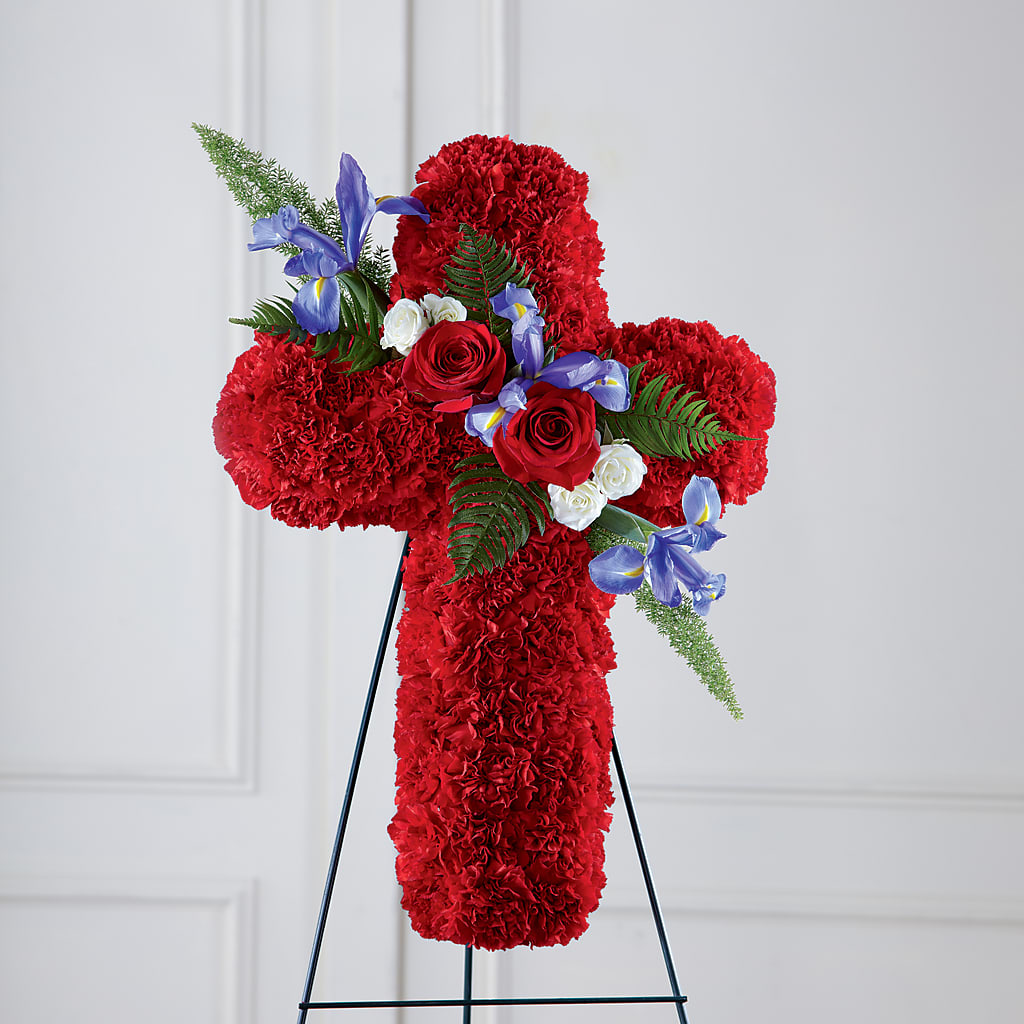 Faithful Hero Floral Cross – De Voe Floral, Lena IL