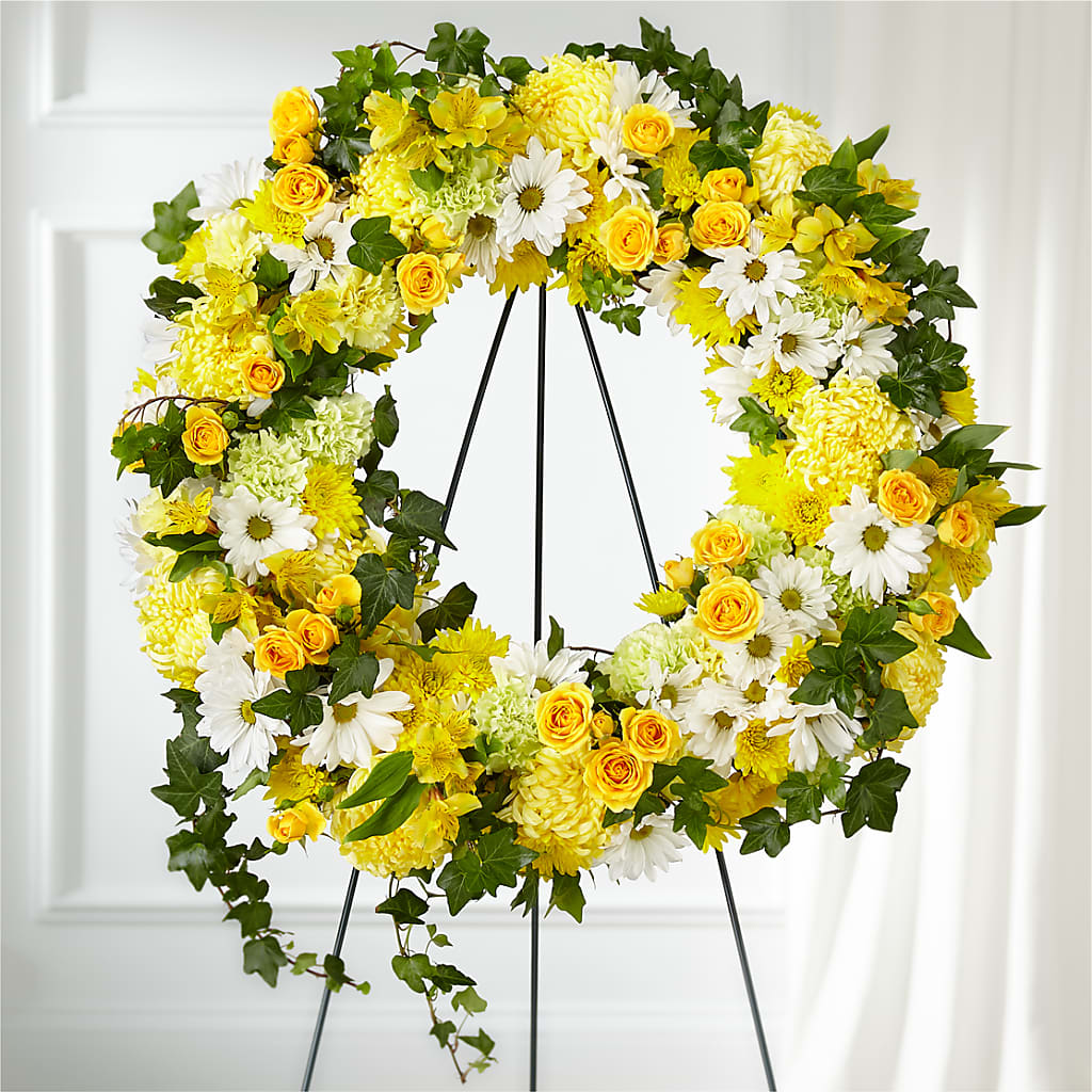 Golden Remembrance Wreath – De Voe Floral, Lena IL