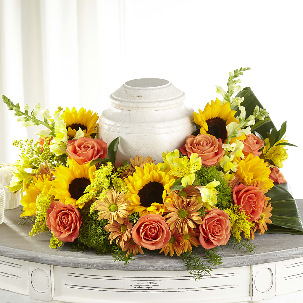 Faithful Sunflower Cremation Adornment – De Voe Floral, Lena IL