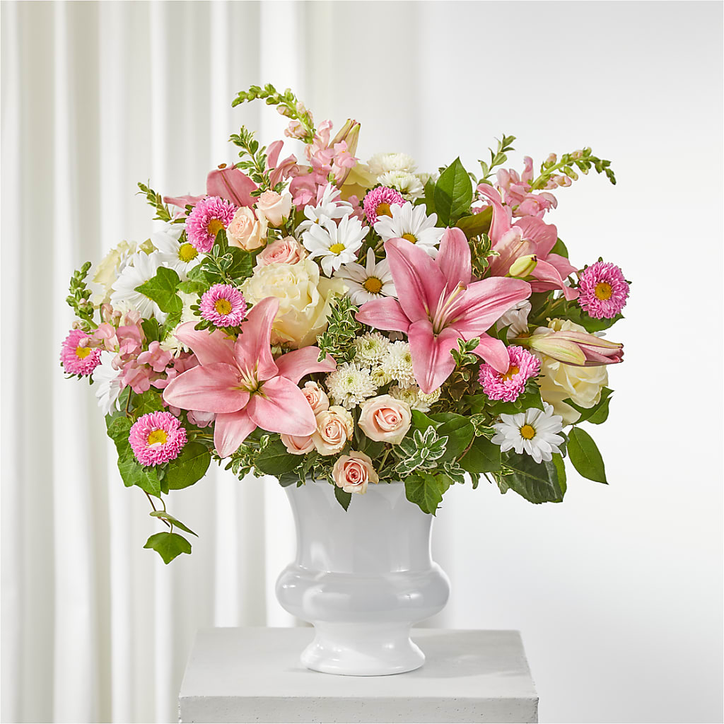 Empathetic Blooms Urn Arrangement – De Voe Floral, Lena IL