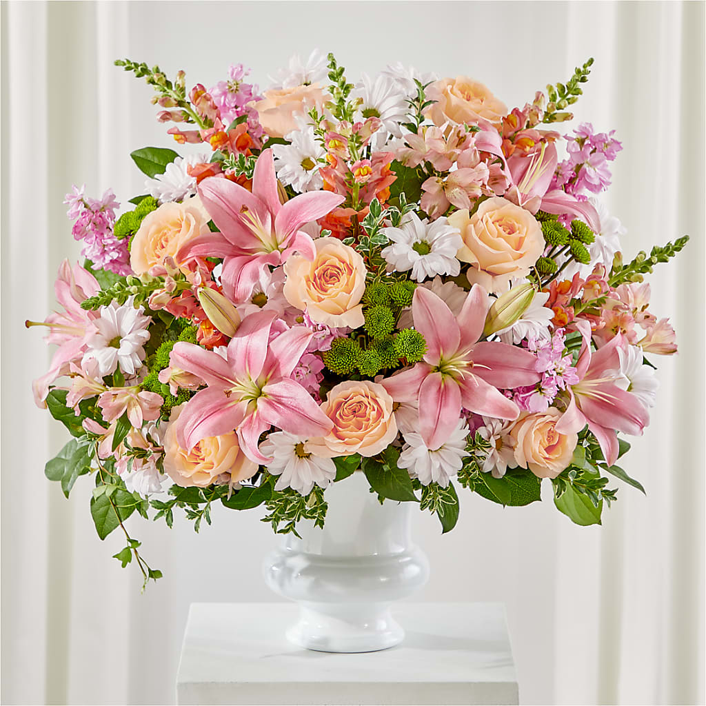 Heartfelt Gesture Urn Arrangement – De Voe Floral, Lena IL