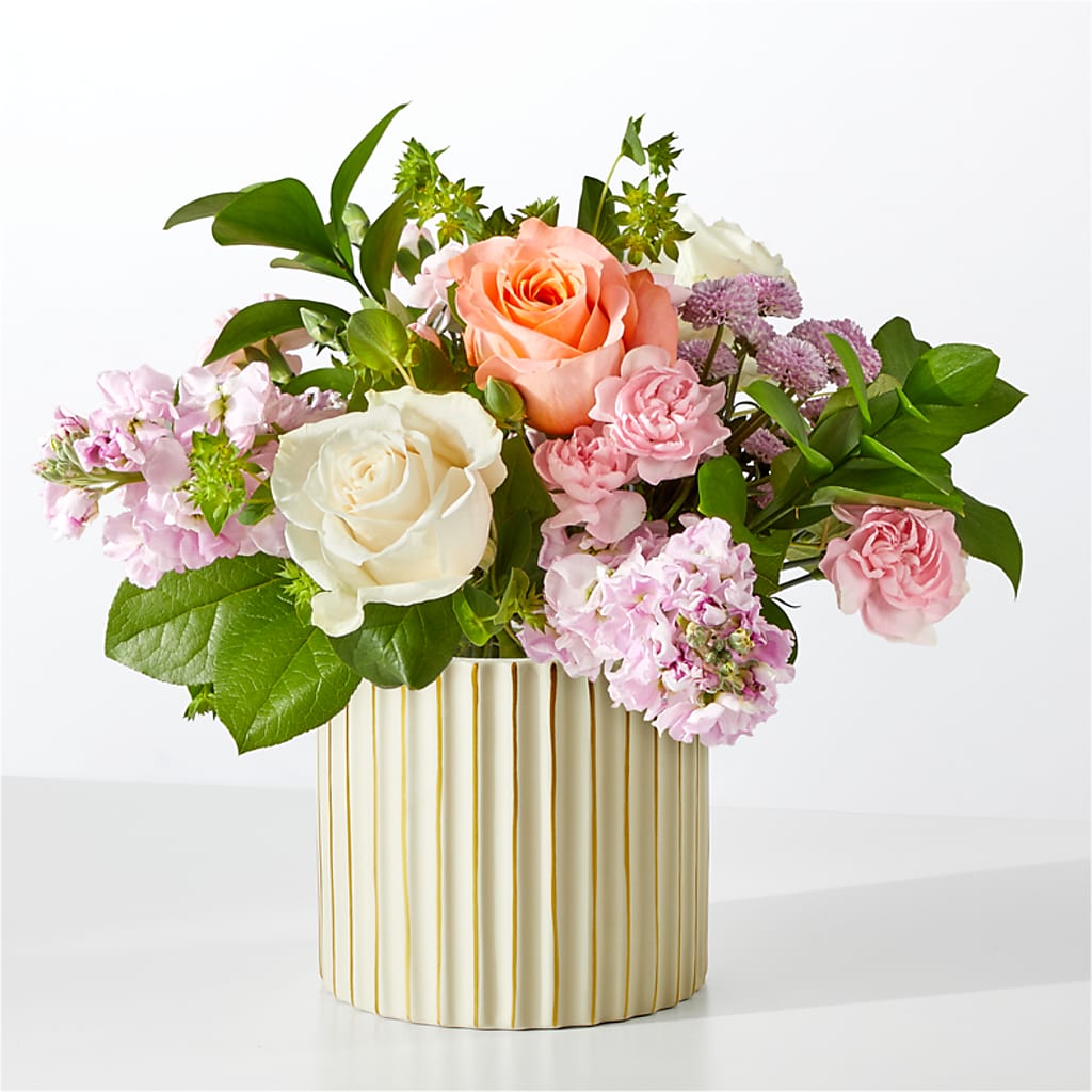 French Market Bouquet with Ivory Vase – De Voe Floral, Lena IL