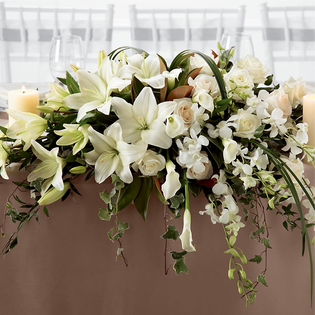 White Linen Arrangement – De Voe Floral, Lena IL