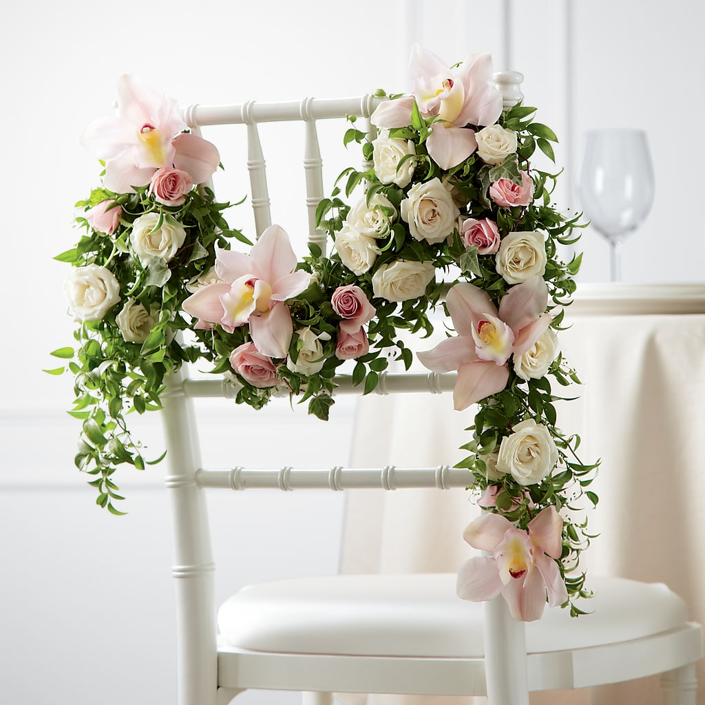 Orchid Rose Chair Décor – De Voe Floral, Lena IL