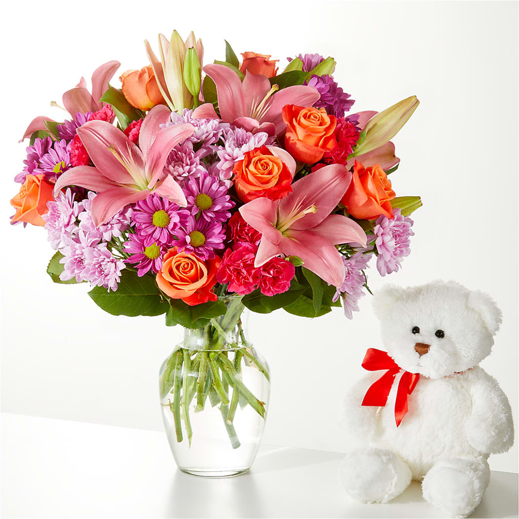 One and Only Bouquet and Bear Bundle –  De Voe Floral, Lena IL
