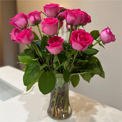Long Stem Pink Rose Bouquet –  De Voe Floral, Lena IL