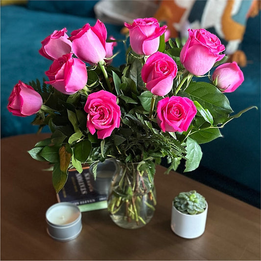 Long Stem Pink Rose Bouquet –  De Voe Floral, Lena IL