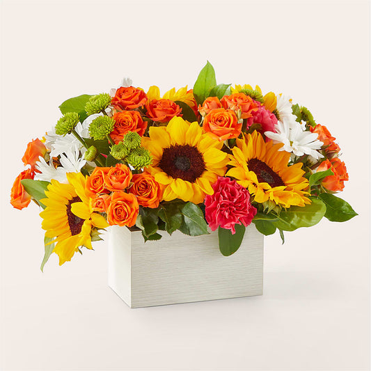 Sun-drenched Blooms Box Bouquet –  De Voe Floral, Lena IL