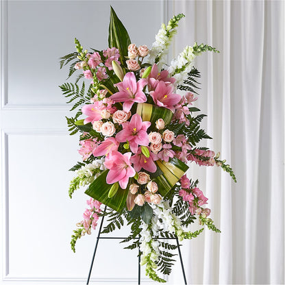 Elegant Embrace Standing Spray –  De Voe Floral, Lena IL