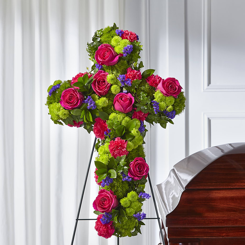 Tribute Rose Floral Cross –  De Voe Floral, Lena IL