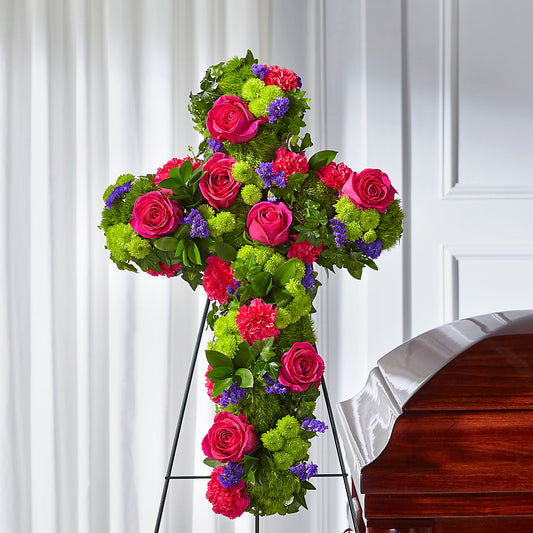 Tribute Rose Floral Cross –  De Voe Floral, Lena IL