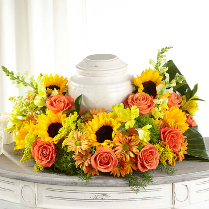 Faithful Sunflower Cremation Adornment –  De Voe Floral, Lena IL