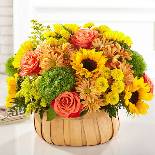 Harvest Sunflower Basket –  De Voe Floral, Lena IL