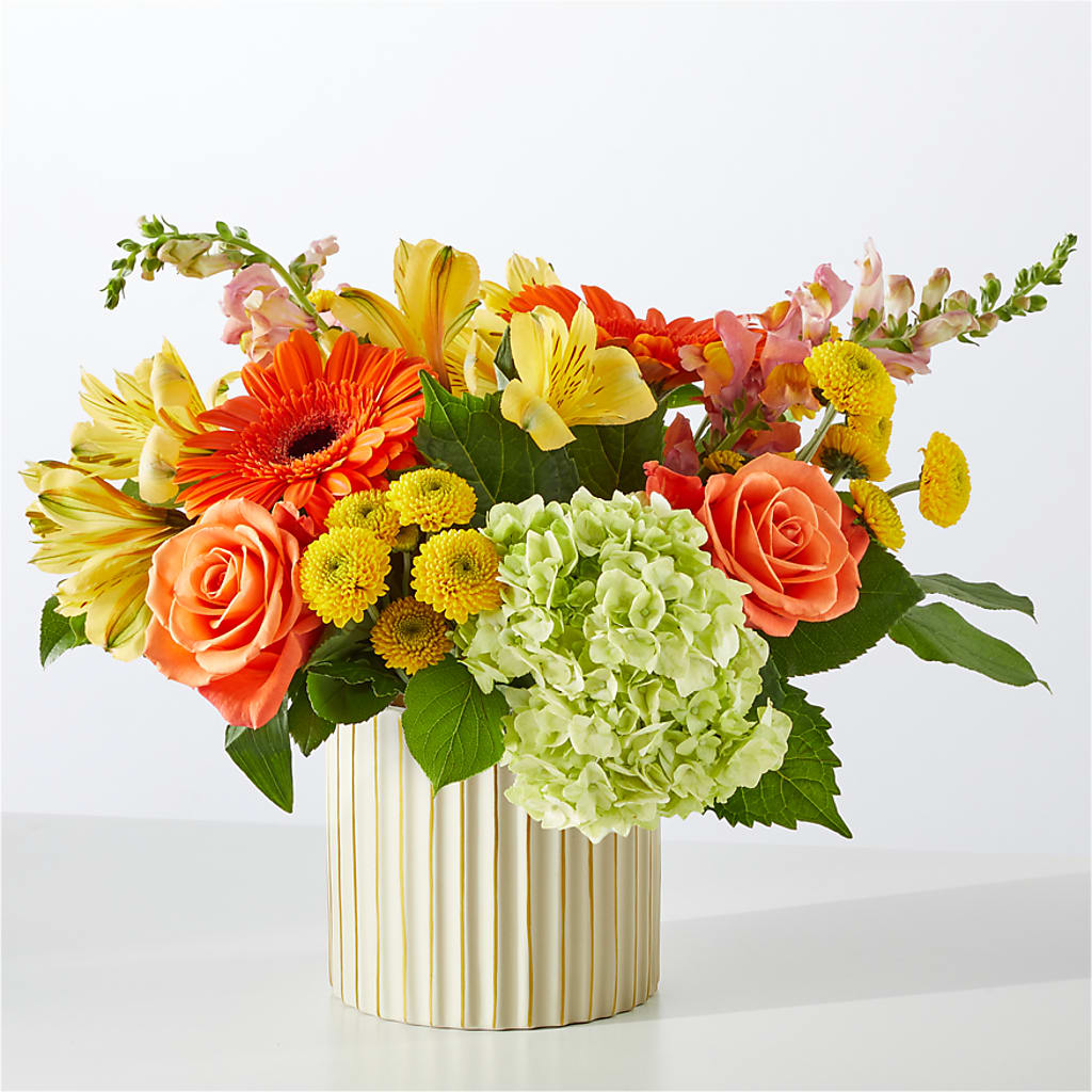 Autumn Sunshine Bouquet with Ivory Vase –  De Voe Floral, Lena IL