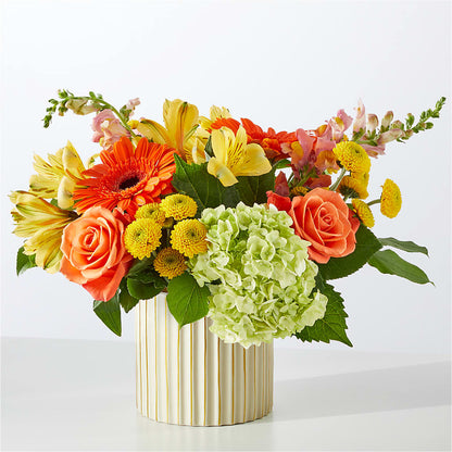Autumn Sunshine Bouquet with Ivory Vase –  De Voe Floral, Lena IL