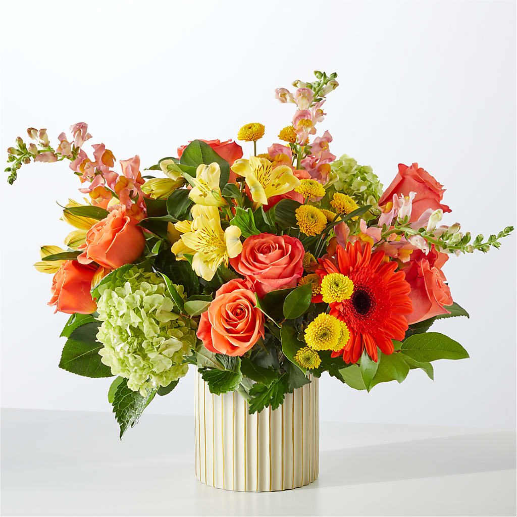 Autumn Sunshine Bouquet with Ivory Vase –  De Voe Floral, Lena IL