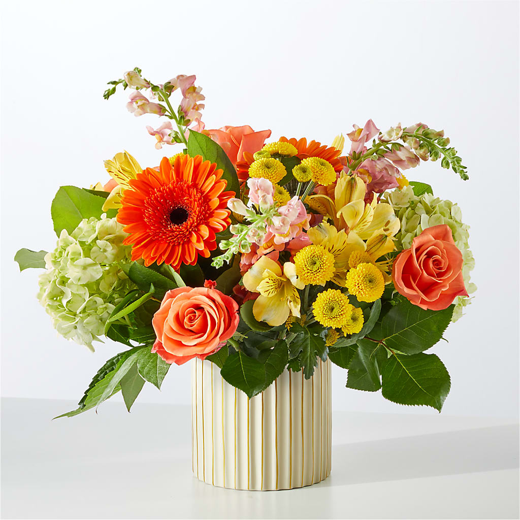 Autumn Sunshine Bouquet with Ivory Vase –  De Voe Floral, Lena IL