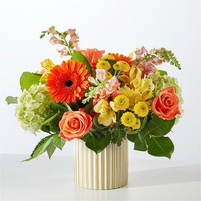Autumn Sunshine Bouquet with Ivory Vase –  De Voe Floral, Lena IL