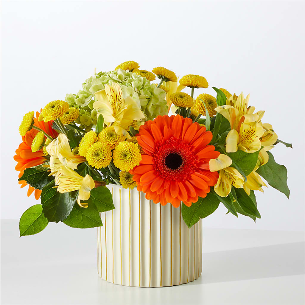 Autumn Sunshine Bouquet with Ivory Vase –  De Voe Floral, Lena IL