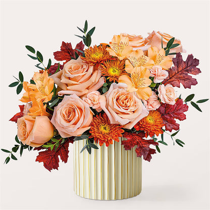 Spiced Latte Bouquet with Ivory Vase –  De Voe Floral, Lena IL