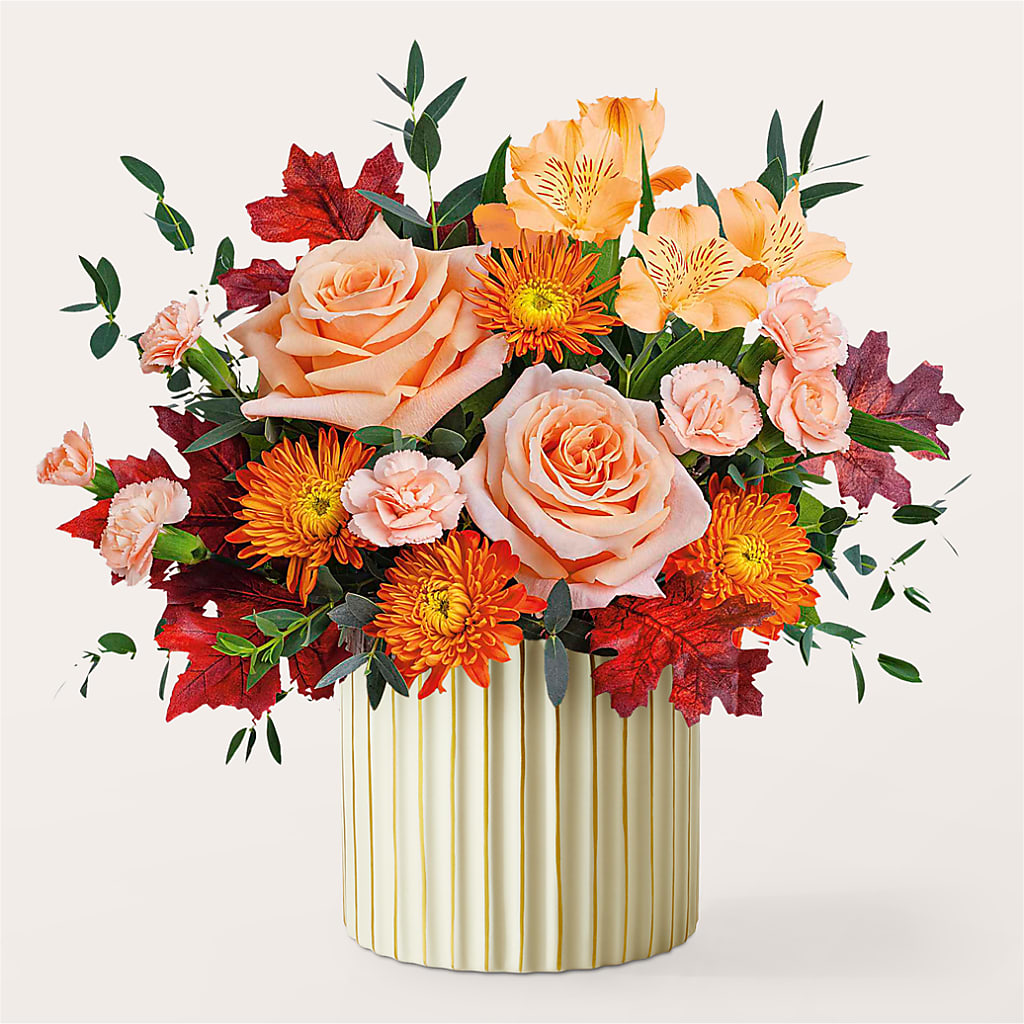 Spiced Latte Bouquet with Ivory Vase –  De Voe Floral, Lena IL