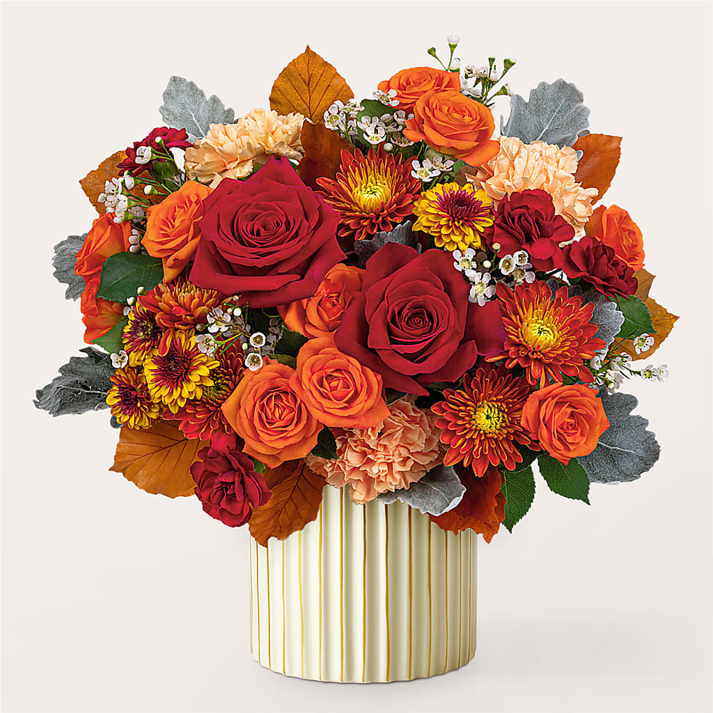 Merlot Bouquet with Ivory Vase –  De Voe Floral, Lena IL