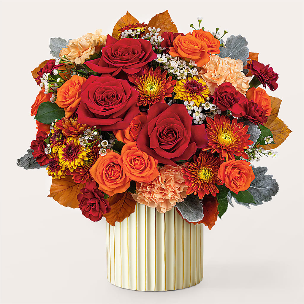 Merlot Bouquet with Ivory Vase –  De Voe Floral, Lena IL