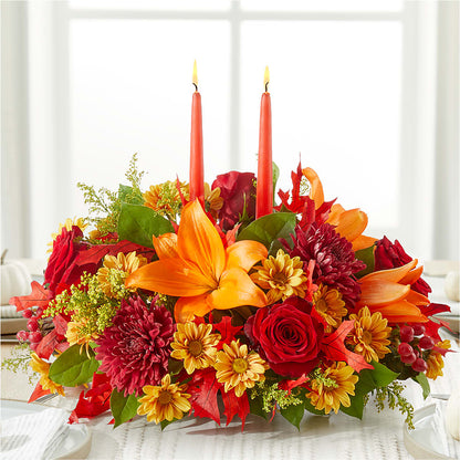 Autumn's Embrace Centerpiece –  De Voe Floral, Lena IL