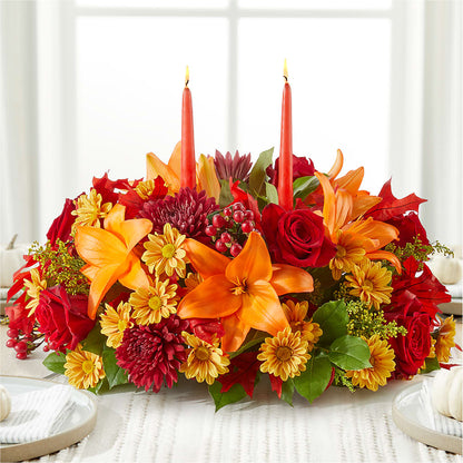 Autumn's Embrace Centerpiece –  De Voe Floral, Lena IL