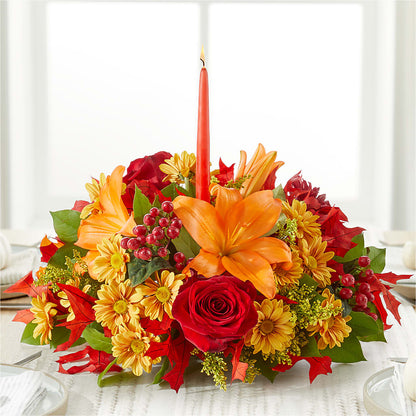 Autumn's Embrace Centerpiece –  De Voe Floral, Lena IL