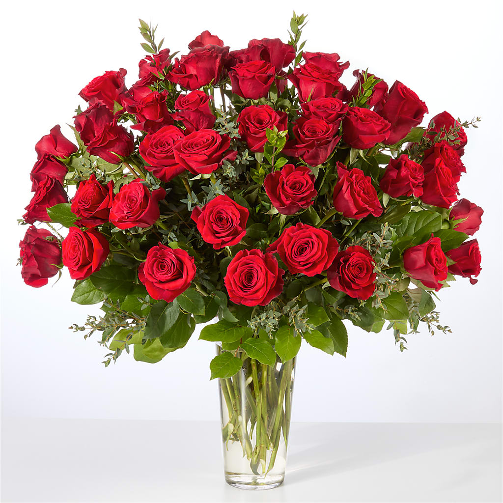 Forever Yours Fifty Stem Red Rose Bouquet –  De Voe Floral, Lena IL