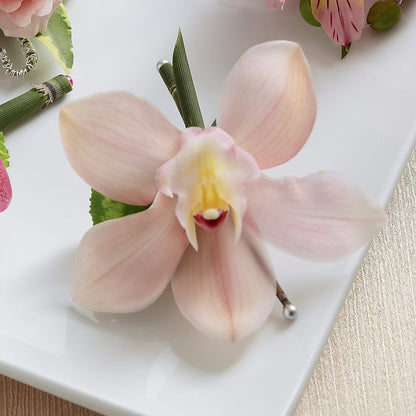 Pink Cymbidium Boutonniere –  De Voe Floral, Lena IL